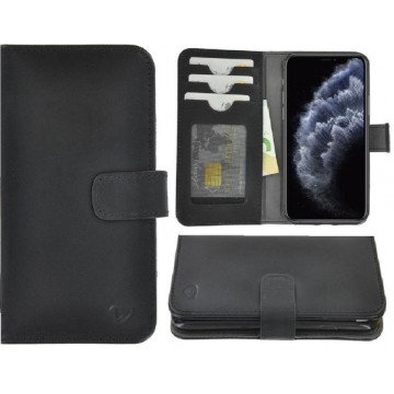 iPhone 11 Pro hoesje - Bookcase - Portemonnee Hoes Delux Echt leer Wallet case Zwart