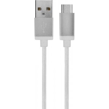 Witte Cotton Cable Sync and Charge USB-C naar USB kabel - 1,8 meter