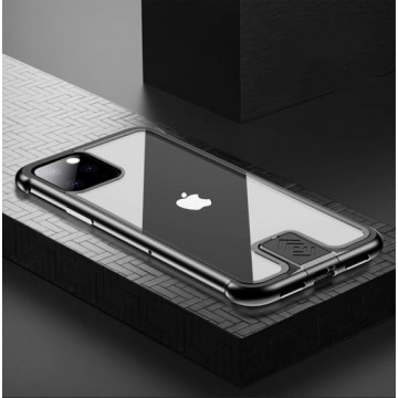 Stijlvolle cover met metalen frame voor iPhone 11 Pro 5.8 inch- Zwart
