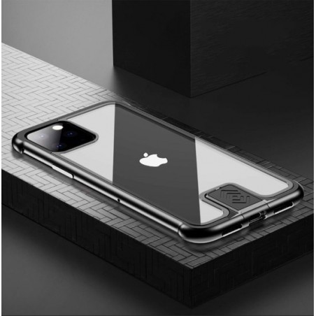 Stijlvolle cover met metalen frame voor iPhone 11 Pro 5.8 inch- Zwart