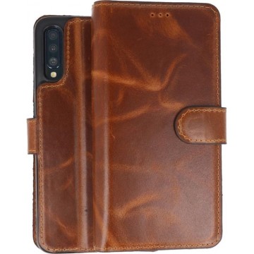 BAOHU Handmade Leer Telefoonhoesje Wallet Cases voor Samsung Galaxy A70 Bruin