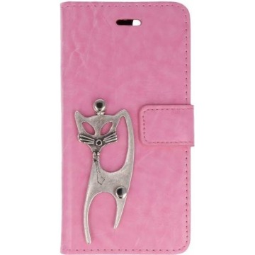 Apple iPhone 8 / 7 roze hoesje kat zilver
