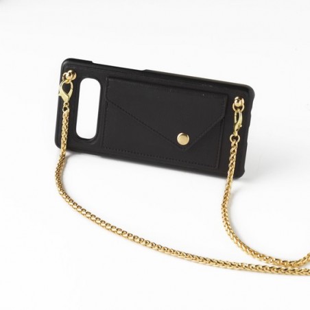 Zwarte telefoonclutch iPhone XS Max met gouden ketting