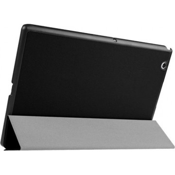 Let op type!! Sony Xperia Z4 Tablet horizontaal Kruis structuur PU leren Flip Hoesje met drievouws houder (zwart)