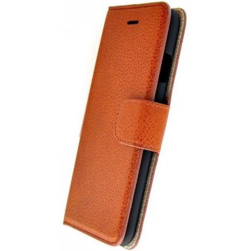 Pearlycase® Echt Lederen Wallet Bookcase Apple iPhone 7 Plus met de handgemaakte Lichtbruin Leren Telefoonhoesje