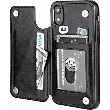 Wallet Case iPhone Xr - zwart met Privacy Glas