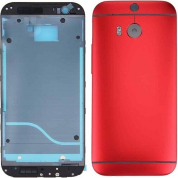 Let op type!! Full Housing Cover (Front Housing LCD Frame Bezel Plate + Back Cover) for HTC One M8(Red)