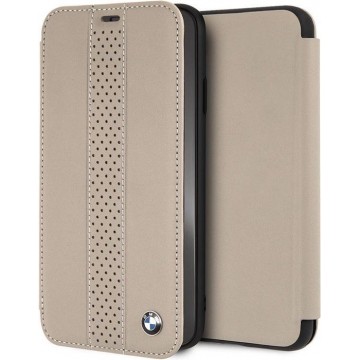 BMW Book Case Bruin - Stijlvol - Leer - iPhone Xs Max - Met pashouder