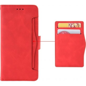 Wallet Style Skin Feel Calf Pattern lederen tas voor Google Pixel 3a, met aparte kaartsleuf (rood)