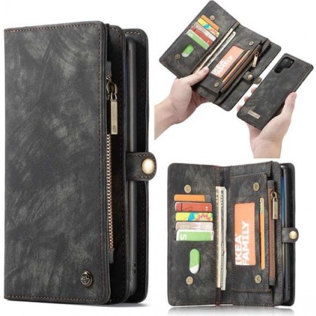 Caseme Vintage Wallet Case Hoesje Samsung Galaxy Note 10 Plus - Zwart