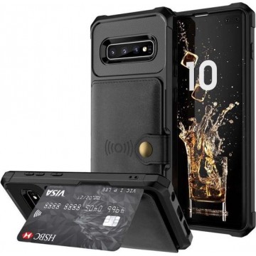 Magnetic Card Holder Hybrid Case Samsung Galaxy S10 Plus - Zwart