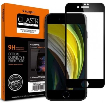 Spigen Screenprotector Full Cover Glass Apple iPhone SE 2020 - Zwart
