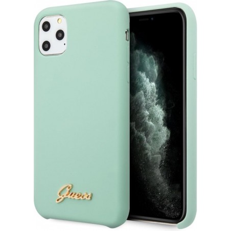 GUESS Vintage Siliconen Backcover Hoesje iPhone 11 Pro Max - Groen