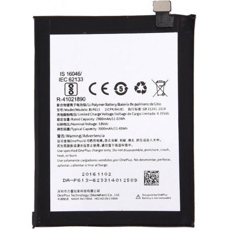 iPartsBuy for OnePlus 3 (A3000 Version) 2900mAh Rechargeable Li-Polymer Battery