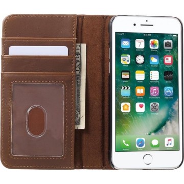 GadgetBay BoekBoek hoesje bruine wallet cover boek iPhone 7 8 kunstleer - Bookcase