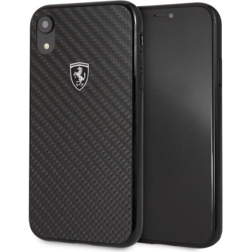 iPhone XR Backcase hoesje - Ferrari - Effen Zwart - Carbon