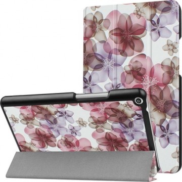Huawei MediaPad T3 8.0 Kleurrijk geschilderd bloempatroon Horizontale vervorming Flip lederen tas met drievoudige houder