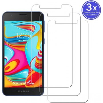 Samsung Galaxy A2 Core Screenprotector Glas - Tempered Glass Screen Protector - 3x