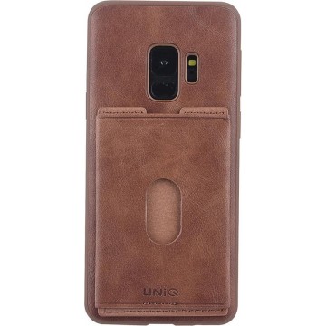 UNIQ Accessory Galaxy S9 Kunstleer Backcover hoesje met portemonnee - Bruin (G960)