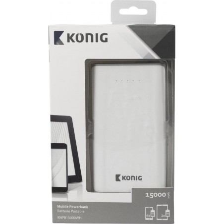 König KNPB15000WH Draagbare Powerbank 15000 Mah Usb Wit