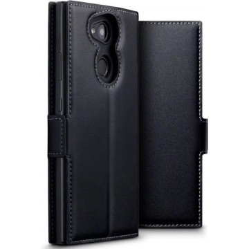 Sony Xperia L2 Bookcase hoesje - CaseBoutique - Effen Zwart - Leer