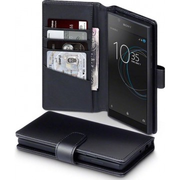 Sony Xperia L1 hoesje - CaseBoutique - Zwart - Leer