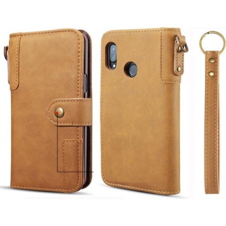 Voor Huawei P20 Lite koeienhuid textuur horizontale flip lederen tas, met houder & kaartsleuven & portemonnee & lanyard (bruin)