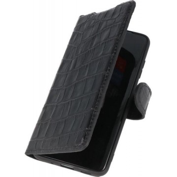 Krokodil Handmade Echt Lederen Telefoonhoesje voor Samsung Galaxy S20 Ultra - Zwart
