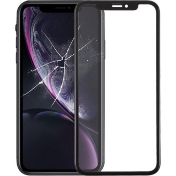 Let op type!! Front Screen Outer Glass Lens with Frame + OCA Optically Clear Adhesive for iPhone XR (Black)