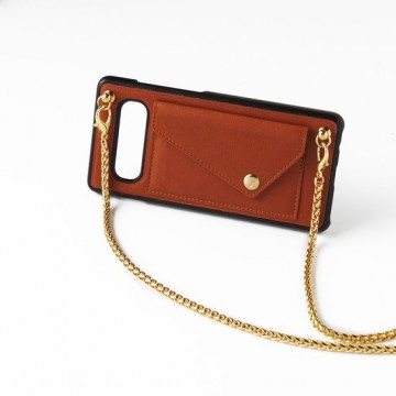 Bruine telefoonclutch Apple iPhone 7 / 8 plus met gouden ketting