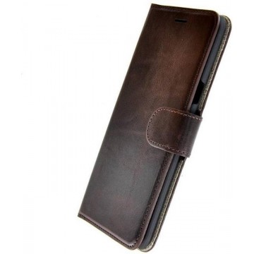 Pearlycase Echt Lederen Handmade Wallet Bookcase hoesje Donker Bruin voor Samsung Galaxy S8 Plus