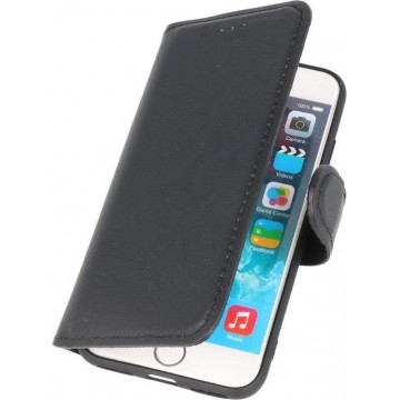 Handmade Echt Lederen Telefoonhoesje voor iPhone 8 Plus - Zwart