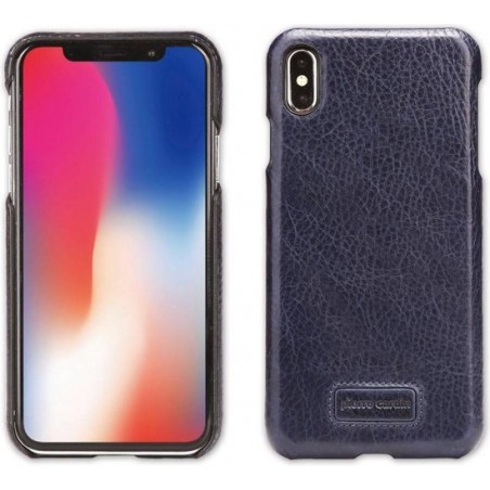 Pierre Cardin - echt lederen backcover hoes - iPhone XS Max - Blauw