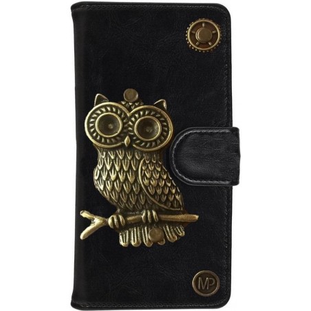 MP Case® PU Leder Mystiek design Zwart Hoesje voor Apple iPhone 7 / 8 Uil Figuur book case wallet case