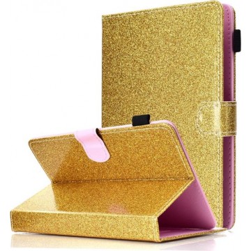 Let op type!! Voor 7 inch Tablet Varnish Glitter Powder Horizontal Flip Leather Case met Holder & Card Slot(Gold)