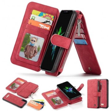 CASEME Apple iPhone Xr Lederen Portemonnee Hoesje - met backcover (rood)