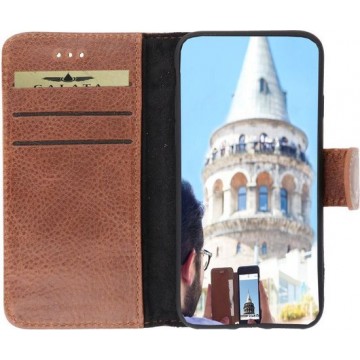 Galata - Slim Echt Leer Samsung Galaxy Note 20 - BookCase - Cognac Bruin