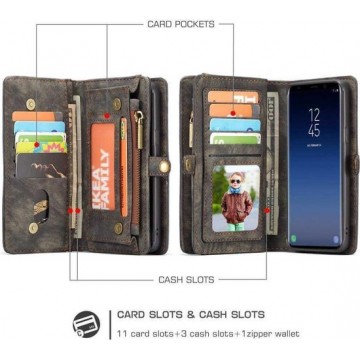 CaseMe Vintage Wallet Case Hoesje Samsung Galaxy S9 Plus - Grijs