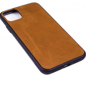 Leren Telefoonhoesje iPhone 11 Pro  Max – Bumper case - Cognac Bruin