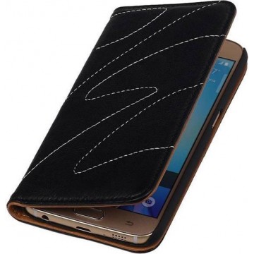 Huawei P8 - Echt Leer Map Hoesje - Zwart - Lederen Leder Book Case Cover Hoes
