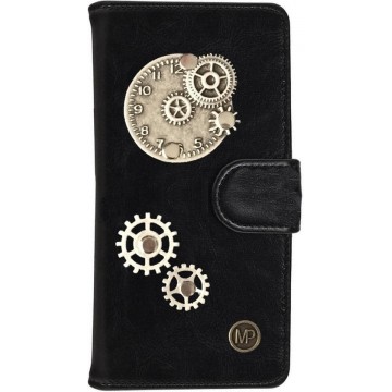 MP Case® PU Leder Mystiek design Zwart Hoesje voor Samsung Galaxy S6 Edge Time Figuur book case wallet case