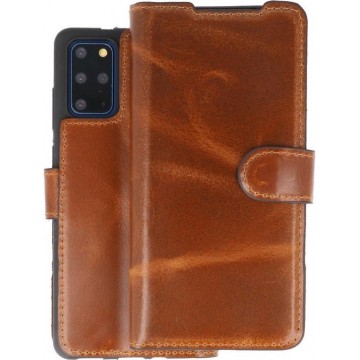 BAOHU Handmade Leer Telefoonhoesje Wallet Cases voor Samsung Galaxy S20 Plus - Bruin