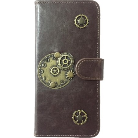 MP Case® PU Leder Mystiek design Mocca Hoesje voor Samsung Galaxy S8 Plus Klok Figuur book case wallet case