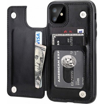 iPhone 11 wallet case - zwart met Privacy Glas