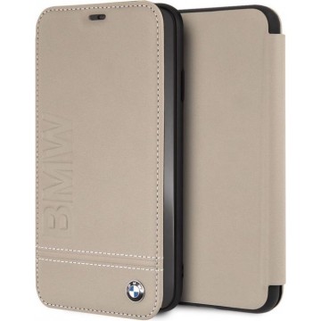 iPhone Xs Max Bookcase hoesje - BMW - Effen Taupe - Leer