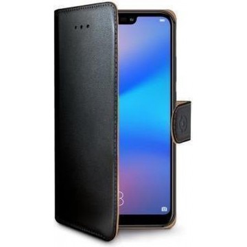 Celly - Huawei P20 Lite - Wally Bookcase Black - Openklap Hoesje Huawei P20  - Huawei Case Black