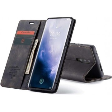 CASEME OnePlus 7 Pro Retro Wallet Hoesje - Zwart