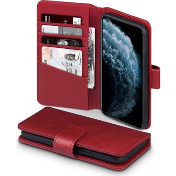 Qubits - luxe echt lederen wallet hoes - iPhone 11 Pro - Rood