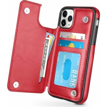 iPhone 11 Pro wallet case - rood met Privacy Glas
