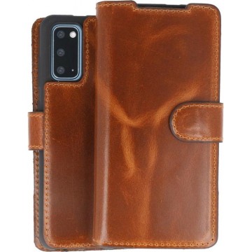 BAOHU Handmade Leer Telefoonhoesje Wallet Cases voor Samsung Galaxy S20 - Bruin